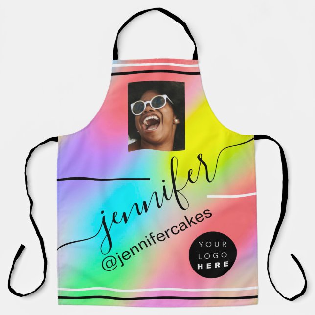 Delantal Personalizado Foto Logotipo Café Taller Holograma (Anverso)