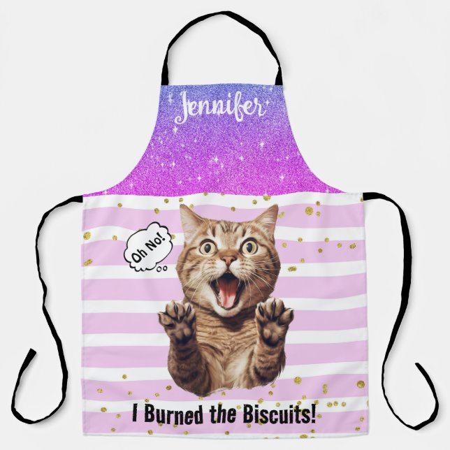 Delantal Personalizado Funny Tabby Cat Apron (Anverso)
