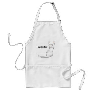 Delantal Personalizado Gato Blanco arañando y desgarrando