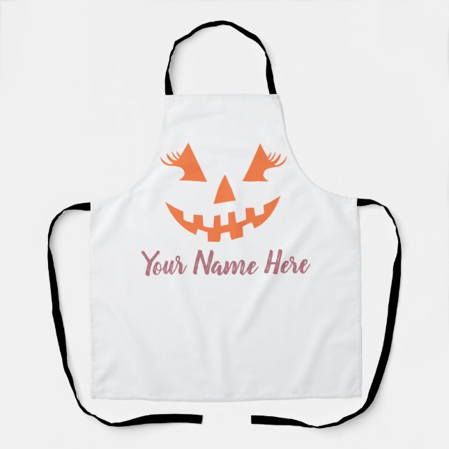 Delantal Personalizado Girly Jack O Lantern Pumpkin Hallowe (Anverso)