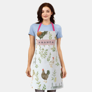 Delantal Personalizado Granja Rústica Pollo y Verdor