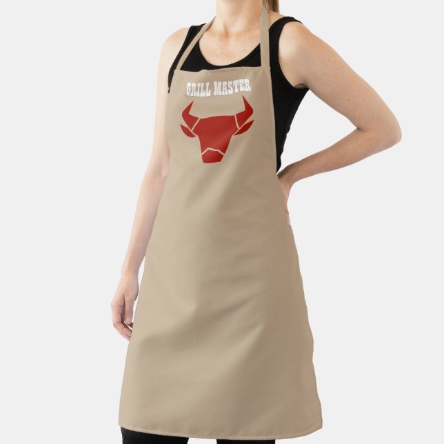 Delantal Personalizado Grill Master Red Bull Head Apron (in situ)
