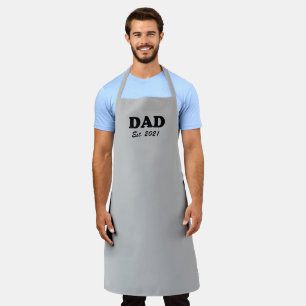 Delantal Personalizado gris y negro de papá Fecha estableci