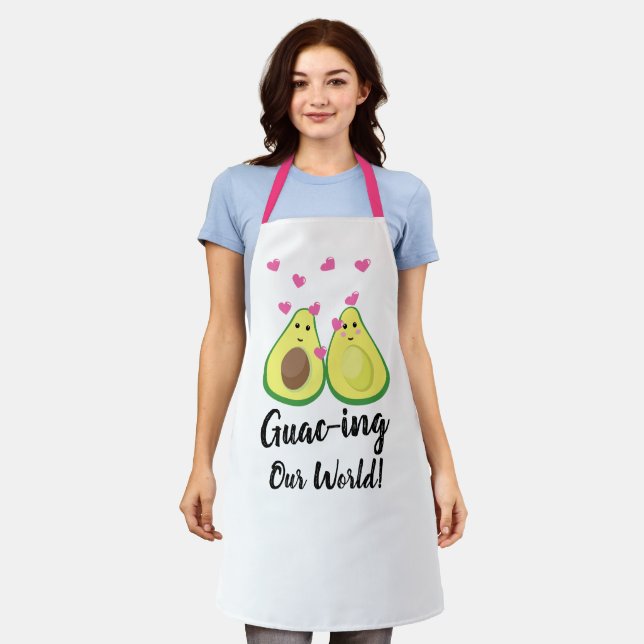 Delantal Personalizado Guac-ing Our World: Aguacate guac ro (Gastado)