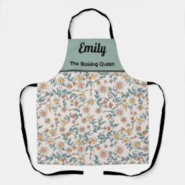 Delantal Personalizado hermosa acuarela patrón floral delan