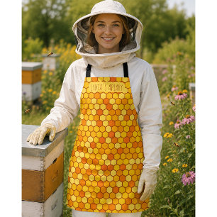 Delantal Personalizado Honeycomb Naranja brillante y Beehiv