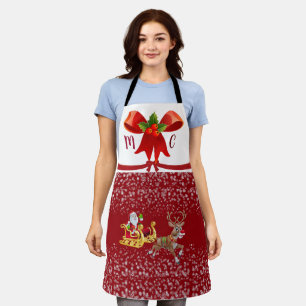 Delantal Personalizado Iniciales Navidades Snowflakes Santa