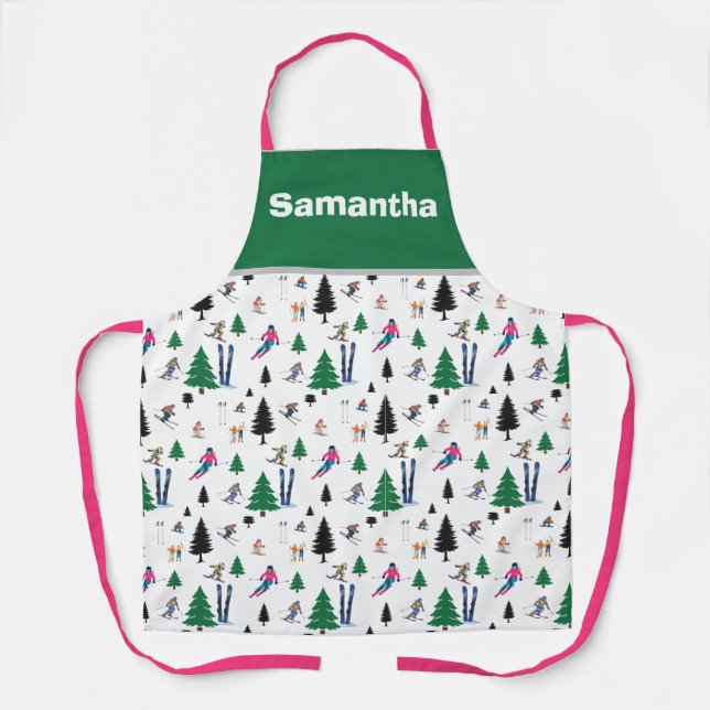 Delantal personalizado inspirado en esquí (Anverso)