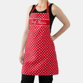 Delantal Personalizado linda cocina de patrones de polka ro
