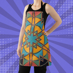 Delantal Personalizado Mandala amarillo azul y Naranja