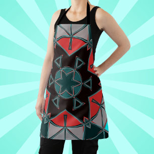 Delantal Personalizado Mandala Azul Rojo y Negro