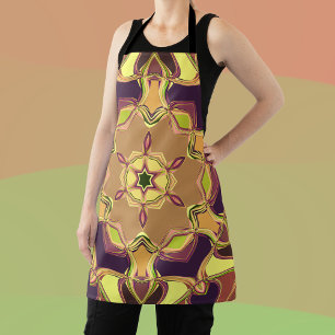 Delantal Personalizado Mandala Flor amarillo morado y Naran