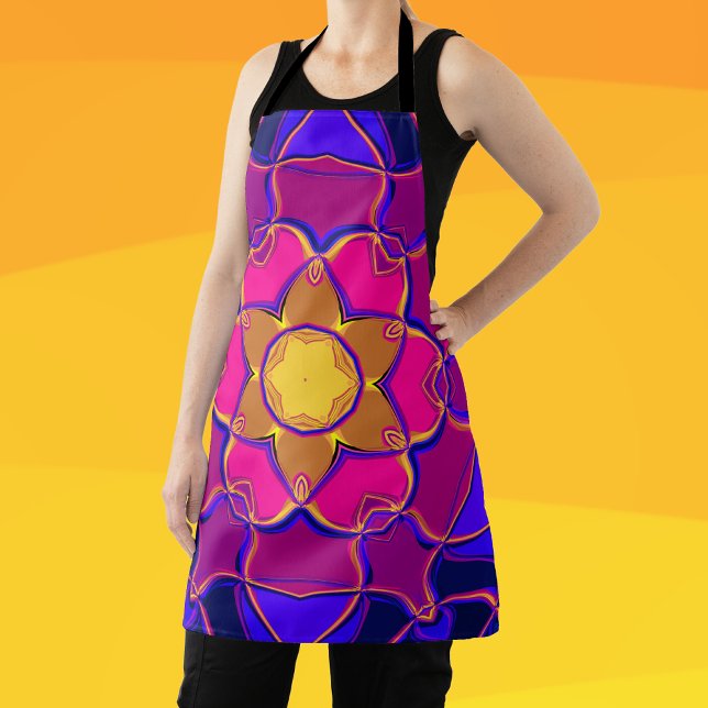Delantal Personalizado Mandala Flor amarillo rosa y azul (Subido por el creador)
