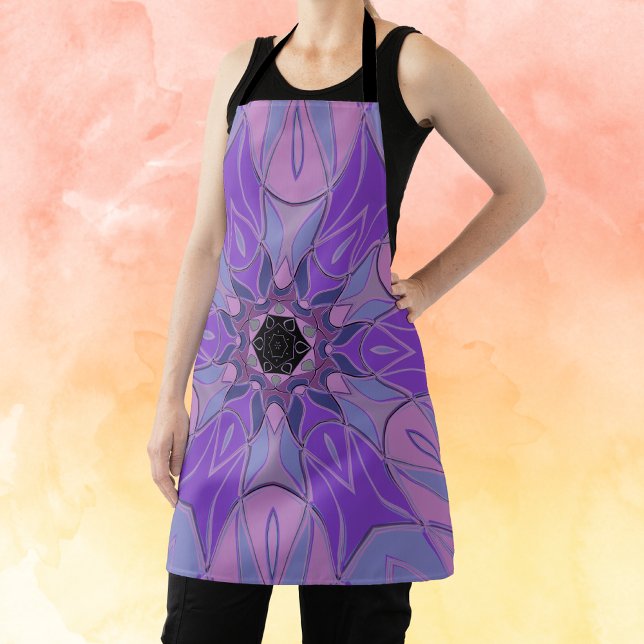 Delantal Personalizado Mandala Flor morado rosa y azul (Subido por el creador)