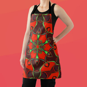 Delantal Personalizado Mandala Flor Rojo y Verde azulado