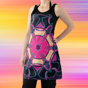 Delantal Personalizado Mandala Flor rosa amarillo y negro