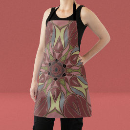 Delantal Personalizado Mandala Flor rosa y amarillo