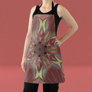 Delantal Personalizado Mandala Flor rosa y amarillo