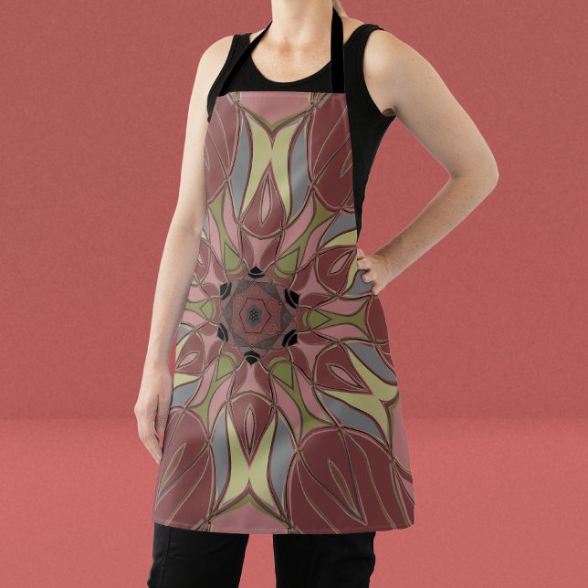 Delantal Personalizado Mandala Flor rosa y amarillo (Subido por el creador)