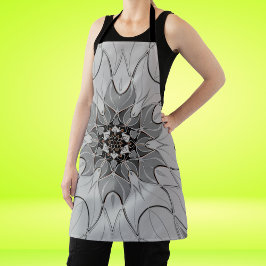 Delantal Personalizado Mandala Flower Gray