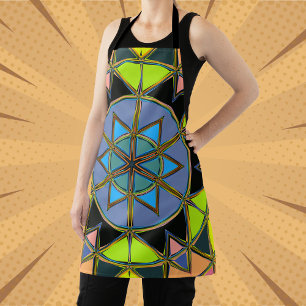 Delantal Personalizado Mandala Green Blue y Naranja