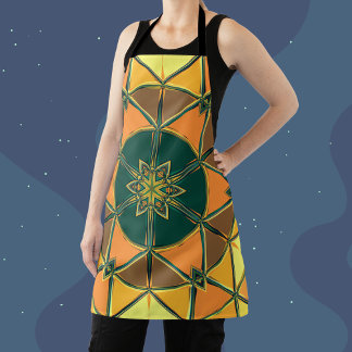 Delantal Personalizado Mandala Naranja amarillo y verde