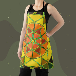 Delantal Personalizado Mandala Naranja amarillo y verde
