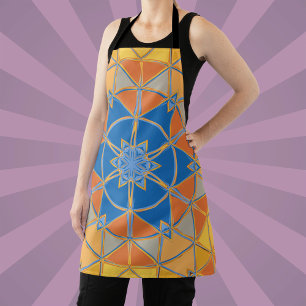 Delantal Personalizado Mandala Naranja azul y amarillo