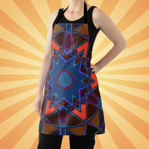 Delantal Personalizado Mandala Naranja azul y morado
