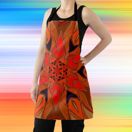 Delantal Personalizado Mandala Naranja de Flores