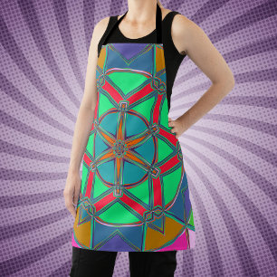 Delantal Personalizado Mandala Verde Rojo y Azul