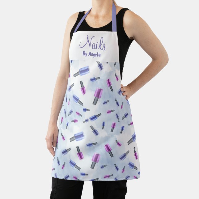 Delantal Personalizado Manicurista Nail Tech White Apron (in situ)