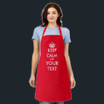 Delantal Personalizado mantener la calma y llevar la cocina<br><div class="desc">Personalizado mantener la calma y llevar a cabo la cocina divertida o la plataforma de barbacoa para hombres y mujeres. Plantilla de tipografía de época con silueta de corona. Parones de cocina personalizados de cualquier color. Plantilla de moda con diseño de tipografía divertido. Añade tu propio nombre o cita humorística....</div>