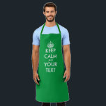 Delantal Personalizado mantener la calma y llevar la gran c<br><div class="desc">Personalizado mantener la calma y llevar en la gran cocina verde Apron para hombres y mujeres. Plantilla moderna de tipografía con silueta de corona. Parones de cocina personalizados de cualquier color. Plantilla de moda con diseño tipográfico divertido. Añade tu propio nombre o cita humorística. Crea tu propio regalo único de...</div>