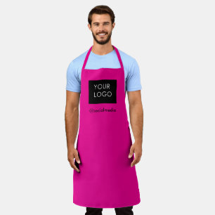 Delantal Personalizado moderno Logotipo de negocio Rosa cal