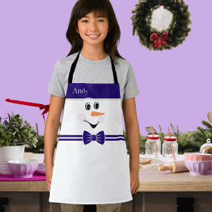 Delantal Personalizado moderno y elegante Snowman enfrenta 