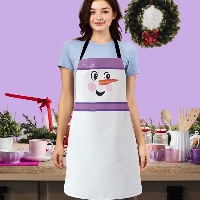 Delantal Personalizado moderno y elegante Snowman se enfren (Subido por el creador)