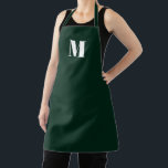 Delantal Personalizado monograma blanco oscuro inicial<br><div class="desc">Personalizado monograma inicial Apron blanco verde oscuro. Excelente para cocineros,  chefs,  cerámica,  artesanía,  trabajo,  cocina,  horneado,  barbacoa,  parrilladas,  comercios y tiendas,  etc.</div>