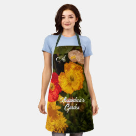 Delantal Personalizado Monograma Floral de acuarela de jard