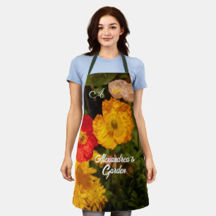Delantal Personalizado Monograma Floral de acuarela de jard