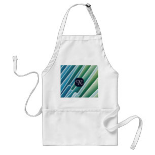 Delantal Personalizado Monograma Resumen Apron verde azul p
