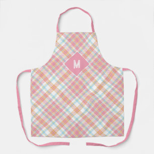 Delantal Personalizado Monograma Tapado / Patrón Tartán