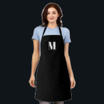 Delantal Personalizado monogramado inicial blanco negro Apr<br><div class="desc">Personalizado monogramado Apron blanco negro inicial. Minimalista,  moderno,  elegante y de diseño. Unisex. Disponible en muchos tamaños. Ideal para cocineros,  chefs,  cerámica,  cerámica,  artesanía,  trabajo,  cocina,  cocina,  cocción,  cocción,  barbacoa,  parrillada,  comercios y tiendas,  etc</div>