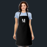 Delantal Personalizado monogramado inicial blanco negro Apr<br><div class="desc">Personalizado monogramado Apron blanco negro inicial. Minimalista,  moderno,  elegante y de diseño. Unisex. Disponible en muchos tamaños. Ideal para cocineros,  chefs,  cerámica,  cerámica,  artesanía,  trabajo,  cocina,  cocina,  cocción,  cocción,  barbacoa,  parrillada,  comercios y tiendas,  etc</div>