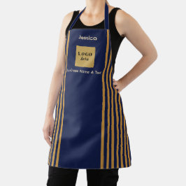 Delantal Personalizado Navy y banda de oro