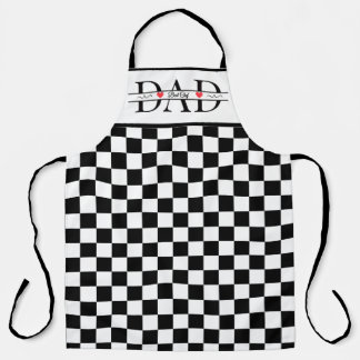 Delantal Personalizado Negro Retro Cuadrado Papá Mejor Chef