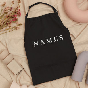 Delantal Personalizado negro simple Añadir su nombre elegan