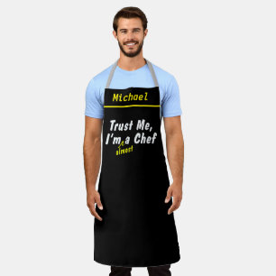 Delantal Personalizado Negro Soy casi un Chef Funny Nombre