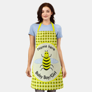 Delantal Personalizado Neutral de Abeja Amarilla Cute Géner