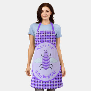 Delantal Personalizado Neutral de la Abeja de la púrpura Cu